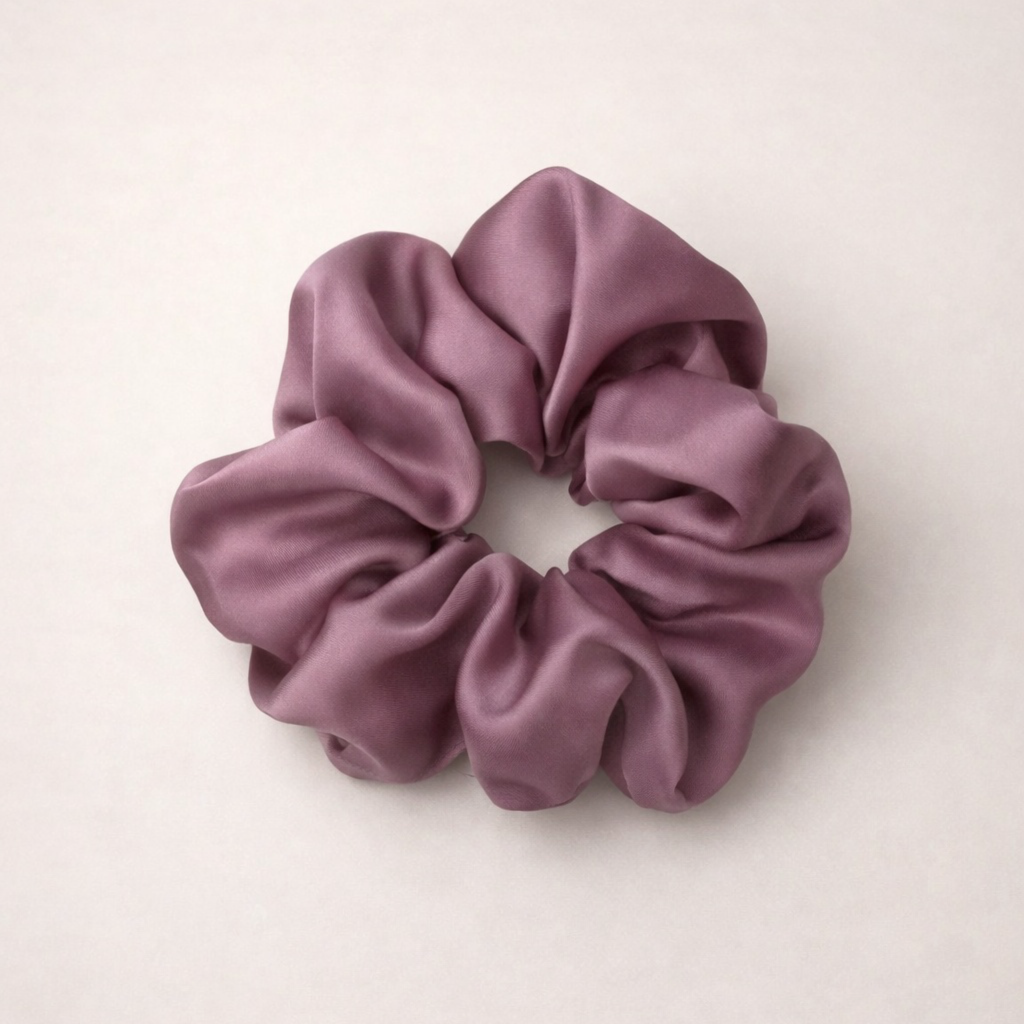 Scrunchie saténová gumička SINOA starorůžová mauve3